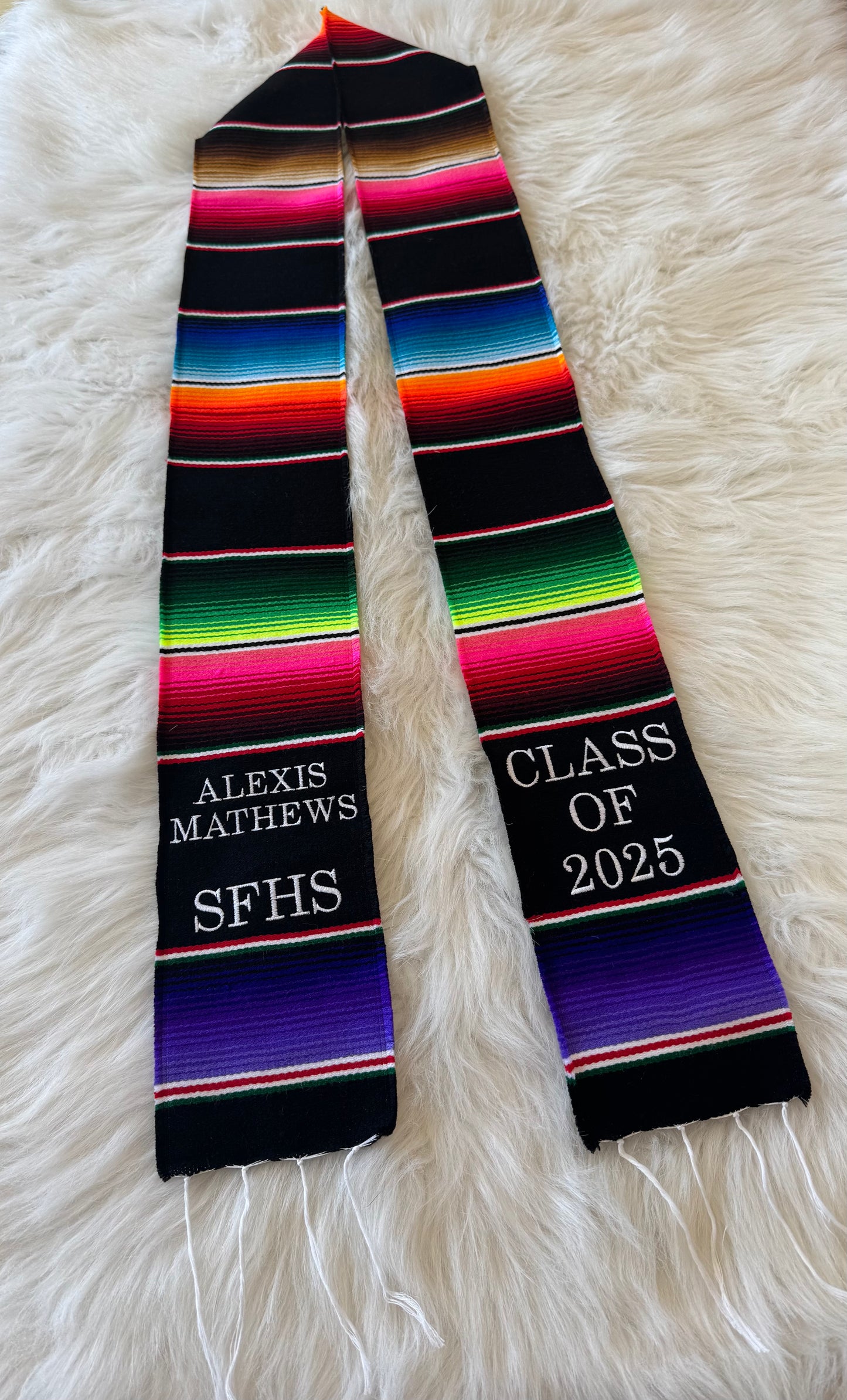 Embroidered Mexican Serape Stole