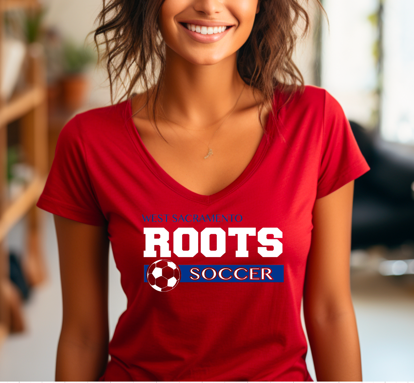 Roots Soccer Ball Women's V-Neck T-Shirt