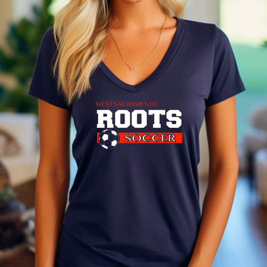 Roots Soccer Ball Women's V-Neck T-Shirt